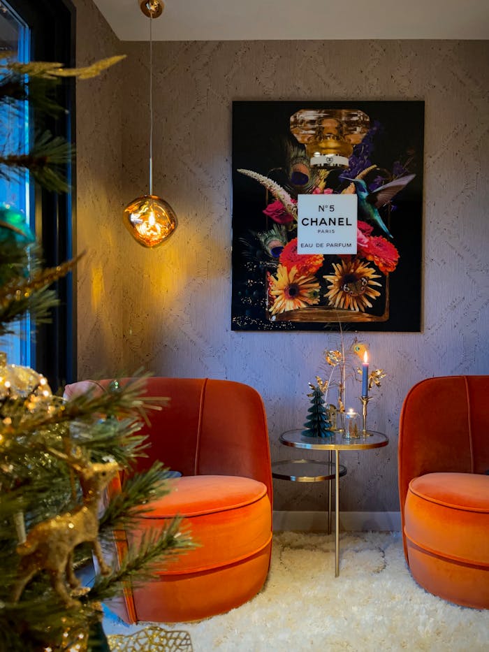 Mastering the First Impression: Your intriguing post title goes here Stylish living room in the Netherlands with vibrant armchairs and elegant decoration.